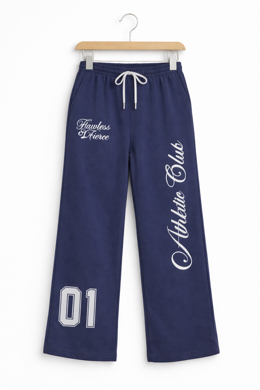 Girls 2 Pc Set Number Print T-Shirt & Wide-Leg Pants Set “ White & Navy