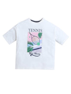 Girls Tennis Graphic T-Shirt & Green Wide-Leg Pants Set