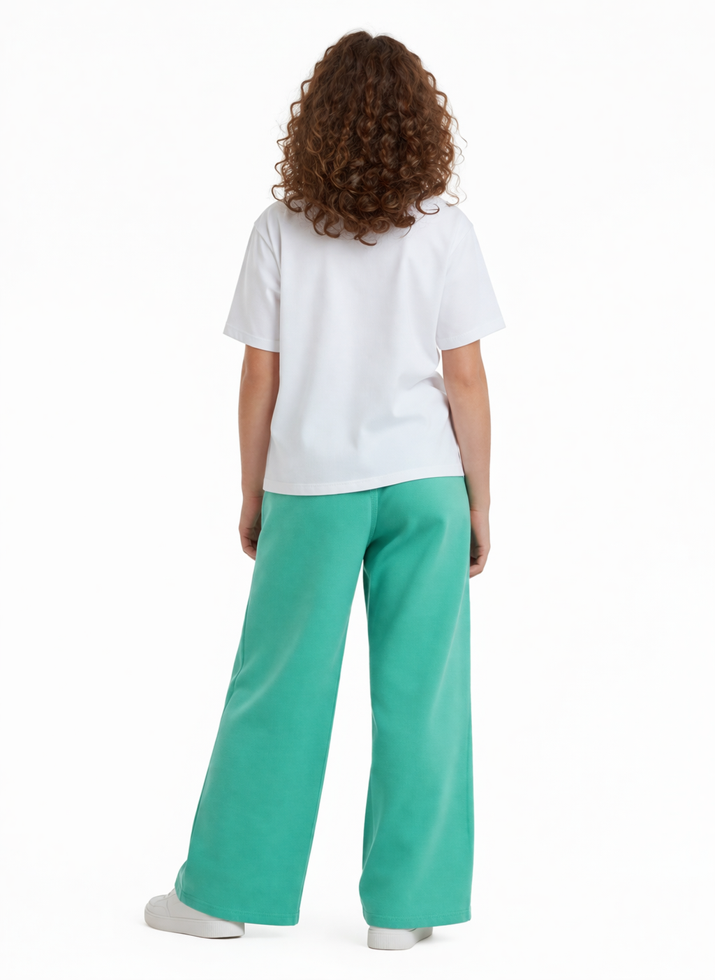 Girls Tennis Graphic T-Shirt & Green Wide-Leg Pants Set