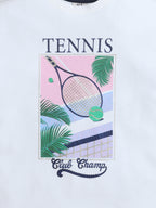 Girls Tennis Graphic T-Shirt & Green Wide-Leg Pants Set