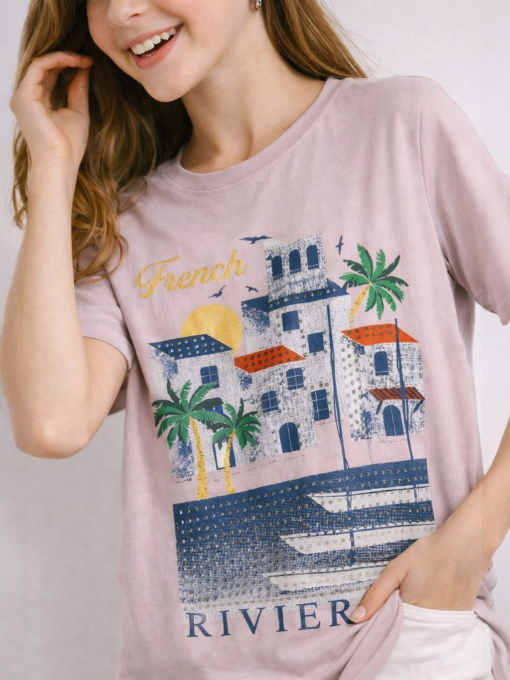 Girls French Riviera Embellished T-Shirt (Relaxed Fit)