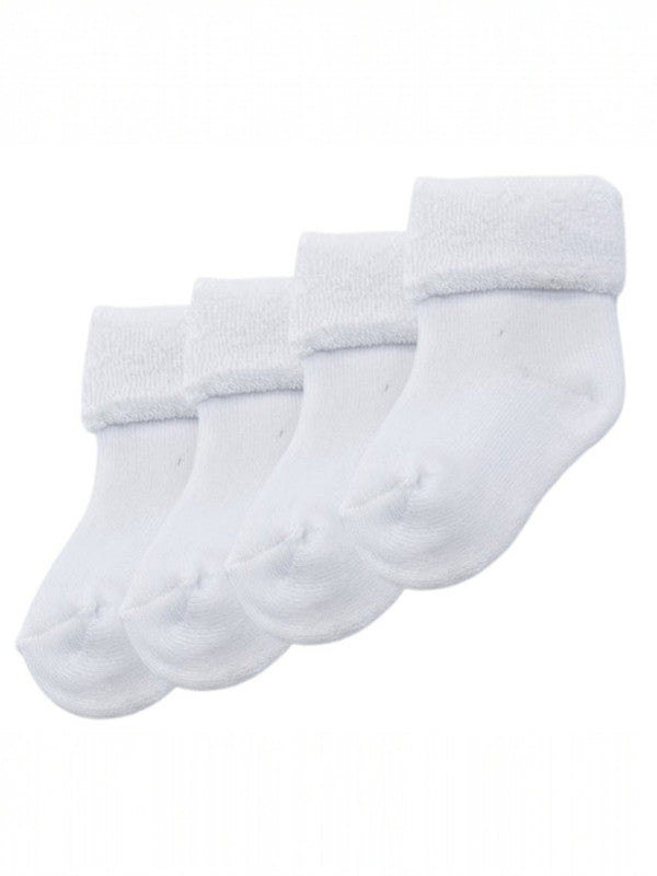 White Baby Roll Top Toweling Socks 4 Pack