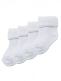 White Baby Roll Top Toweling Socks 4 Pack