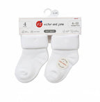 White Baby Roll Top Toweling Socks 4 Pack