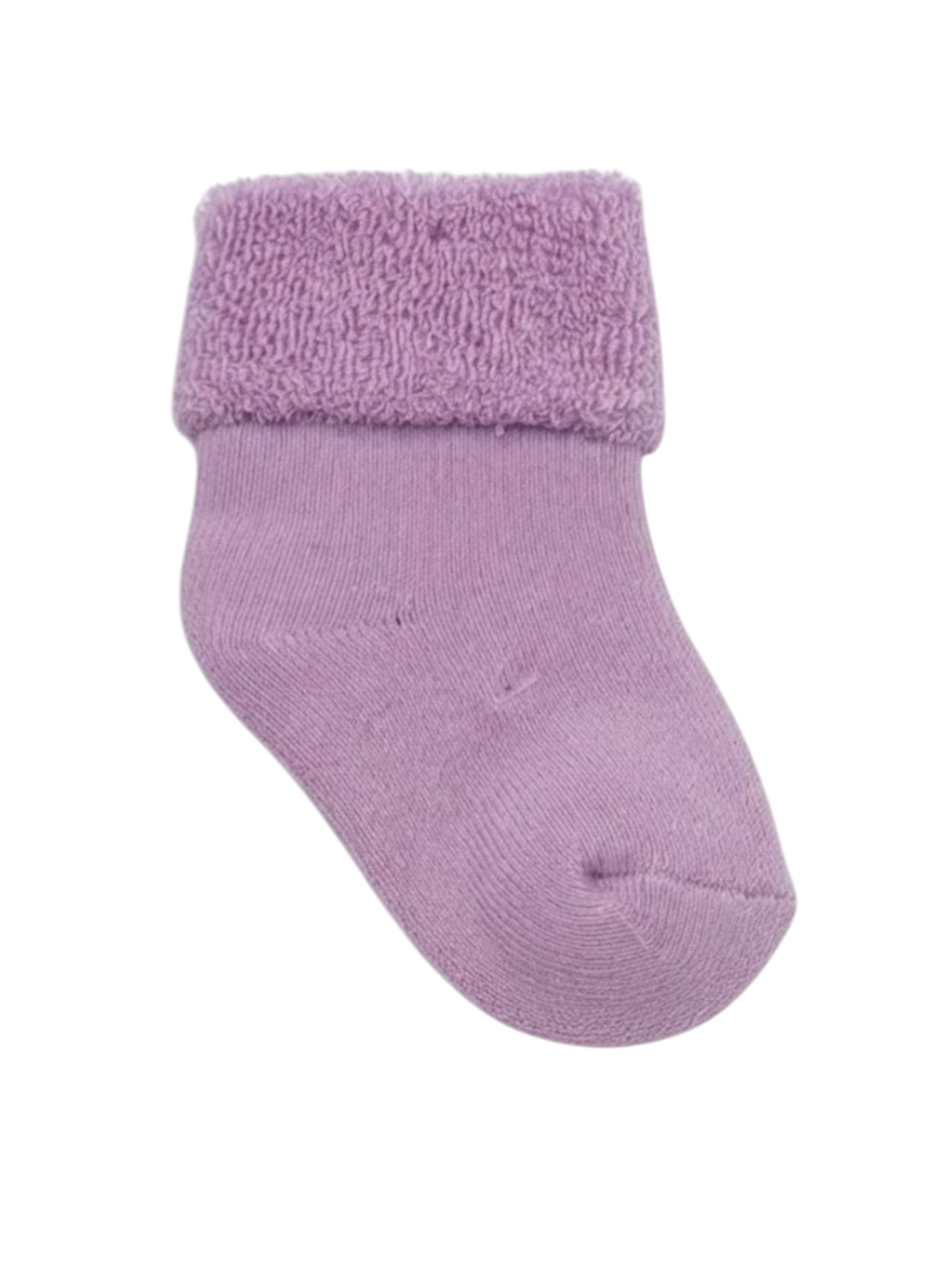 Pink, Purple Baby Roll Top Toweling Socks 4 Pack