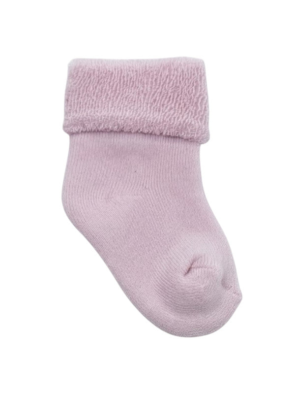 Pink, Purple Baby Roll Top Toweling Socks 4 Pack
