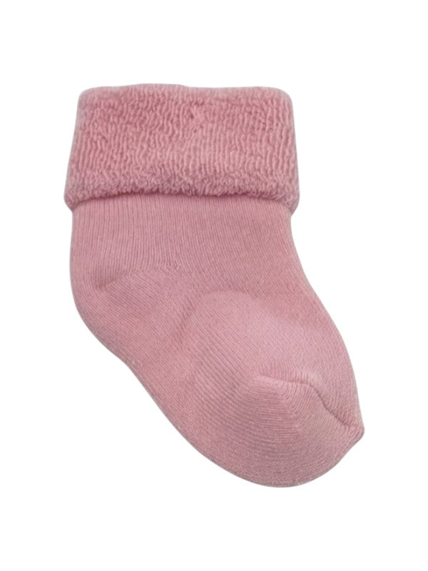 Pink, Purple Baby Roll Top Toweling Socks 4 Pack