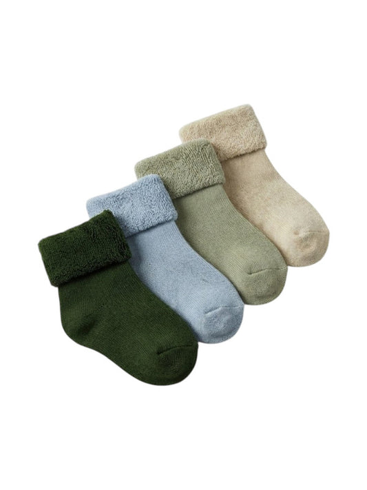 Mixed muted Baby roll top towelling socks 4 pack