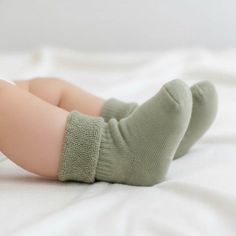 Mixed Muted Baby Roll Top Toweling Socks 4 Pack