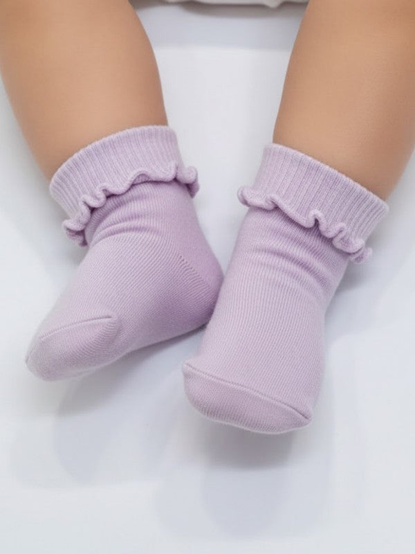 Purple Sparkle Roll Top 4 Pack Baby Socks