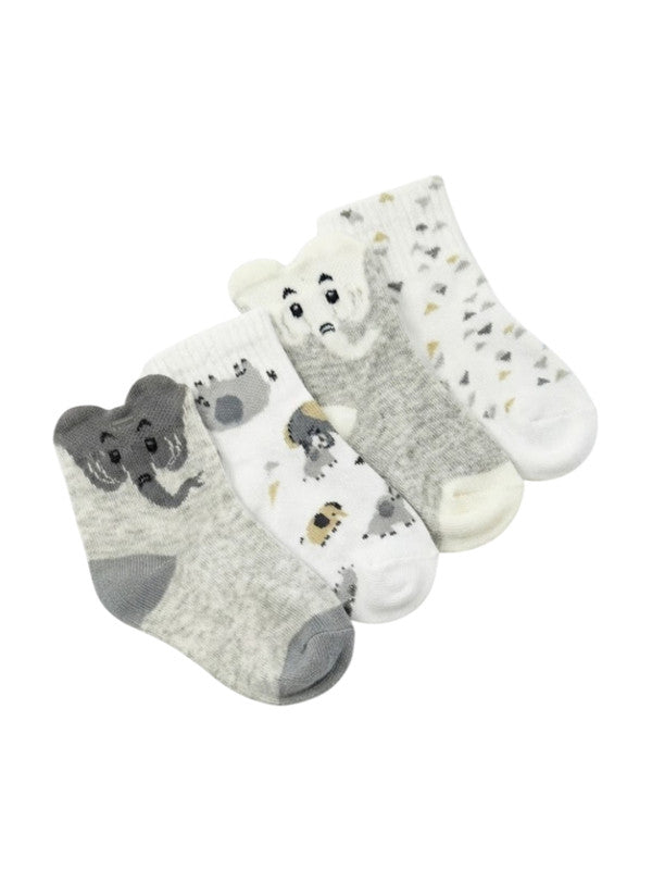 Monochrome Baby Character Socks 4 Pack