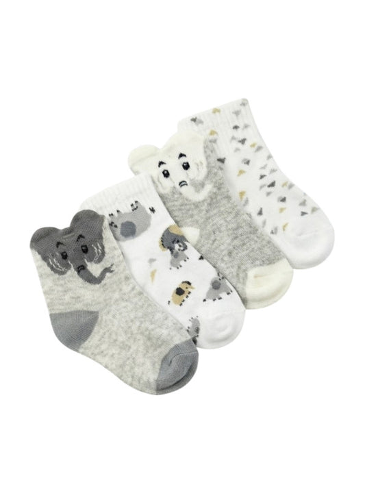 Monochrome Baby character socks 4 pack