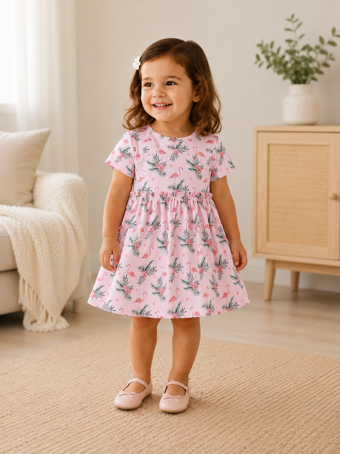 Girls Floral Puff