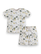 Infant Boys Safari Print Cotton Pajama Set “ Soft T-Shirt & Shorts Nightwear