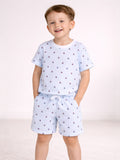 Infant Boys Sailboats Print Cotton Pajama Set “ Striped T-Shirt & Shorts Nightwear