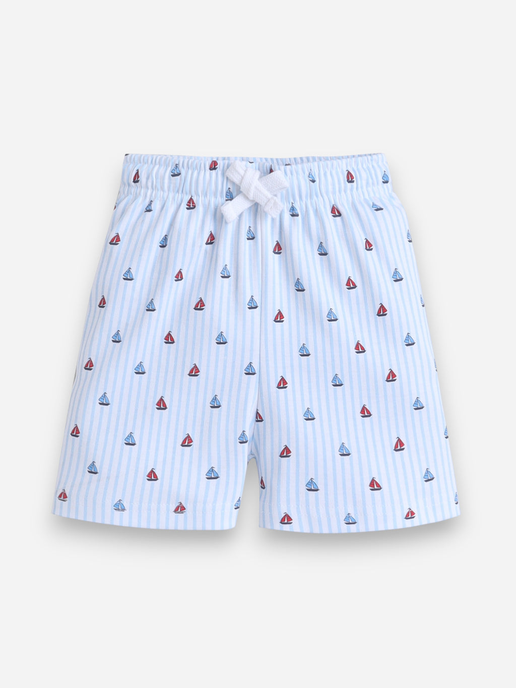 Infant Boys Sailboats Print Cotton Pajama Set “ Striped T-Shirt & Shorts Nightwear