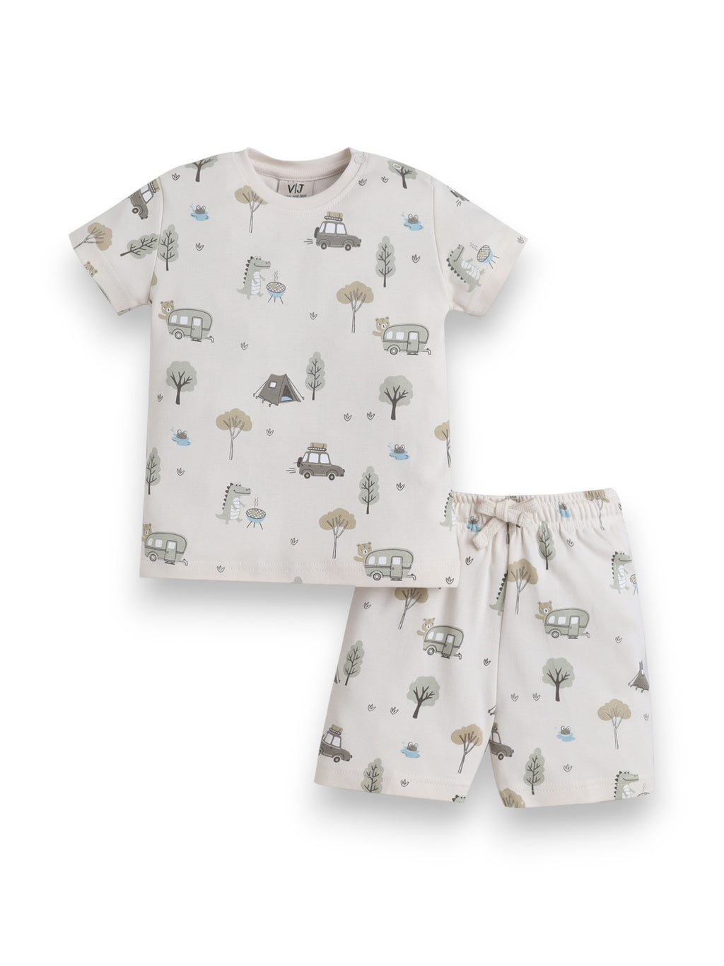 Infant Boys Animal Print Cotton Pajama Set “ Soft T-Shirt & Shorts Nightwear