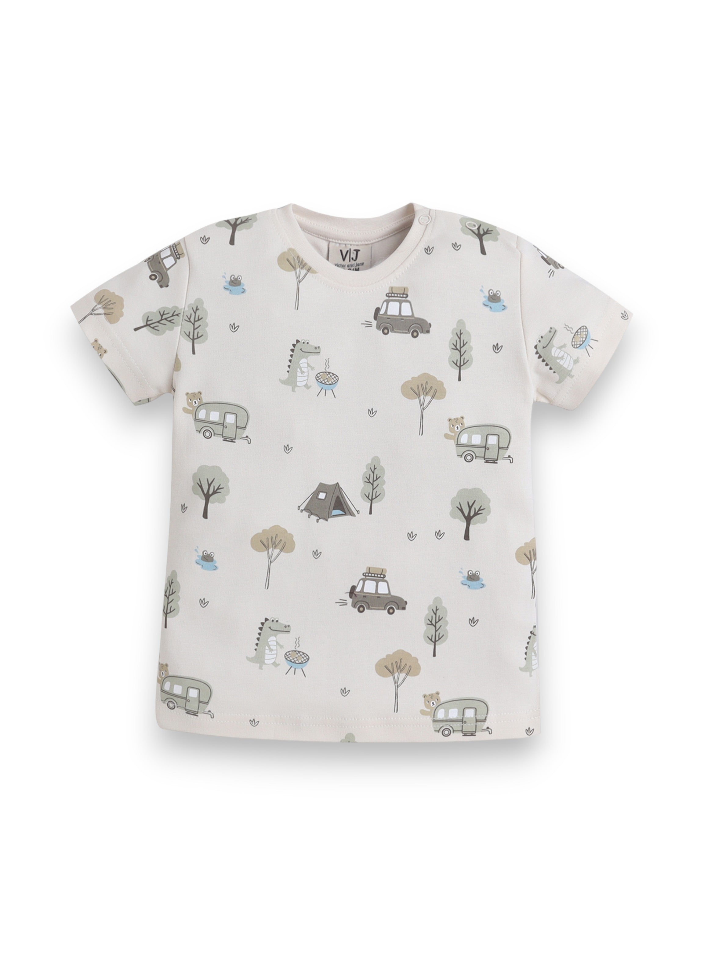 Infant Boys Animal Print Cotton Pajama Set “ Soft T-Shirt & Shorts Nightwear
