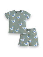 Infant Boys Bird Print Cotton Pajama Set “ Soft T-Shirt & Shorts Nightwear