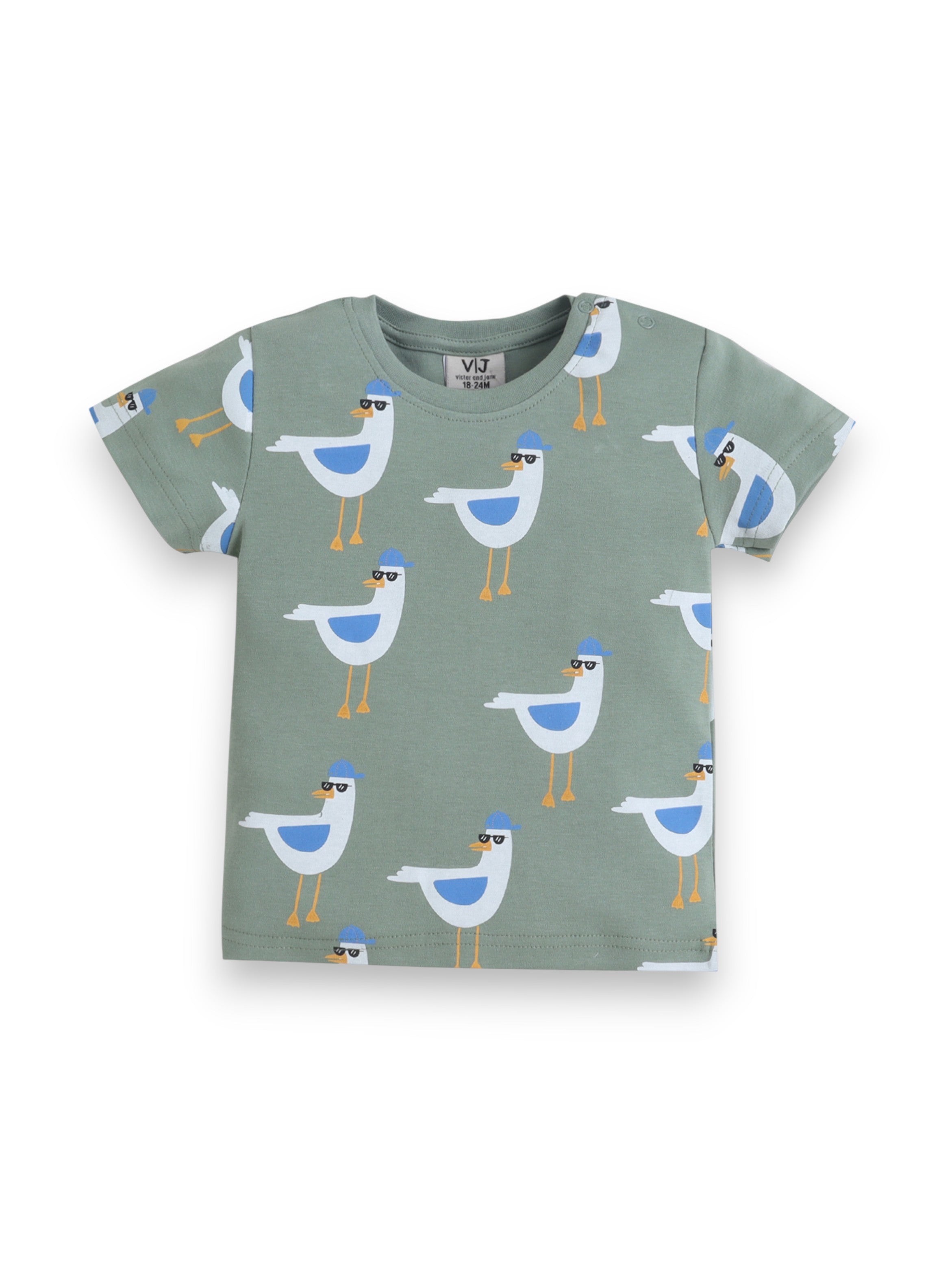 Infant Boys Bird Print Cotton Pajama Set “ Soft T-Shirt & Shorts Nightwear