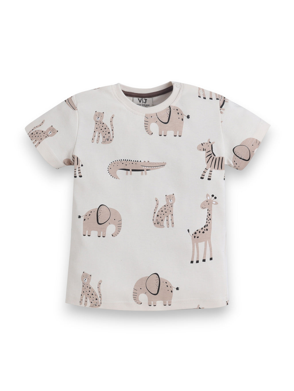 Infant Boys Safari Animal Print Cotton Pajama Set “ T-Shirt & Shorts Nightwear