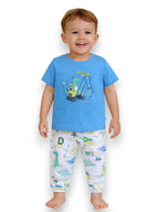 Infant Boys Dinosaur Construction Print Cotton Pajama Set “ T-Shirt & Pajama Pants Nightwear