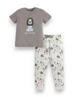 Infant Boys Lion Print Cotton Pajama Set “ T-Shirt & Pajama Pants Nightwear