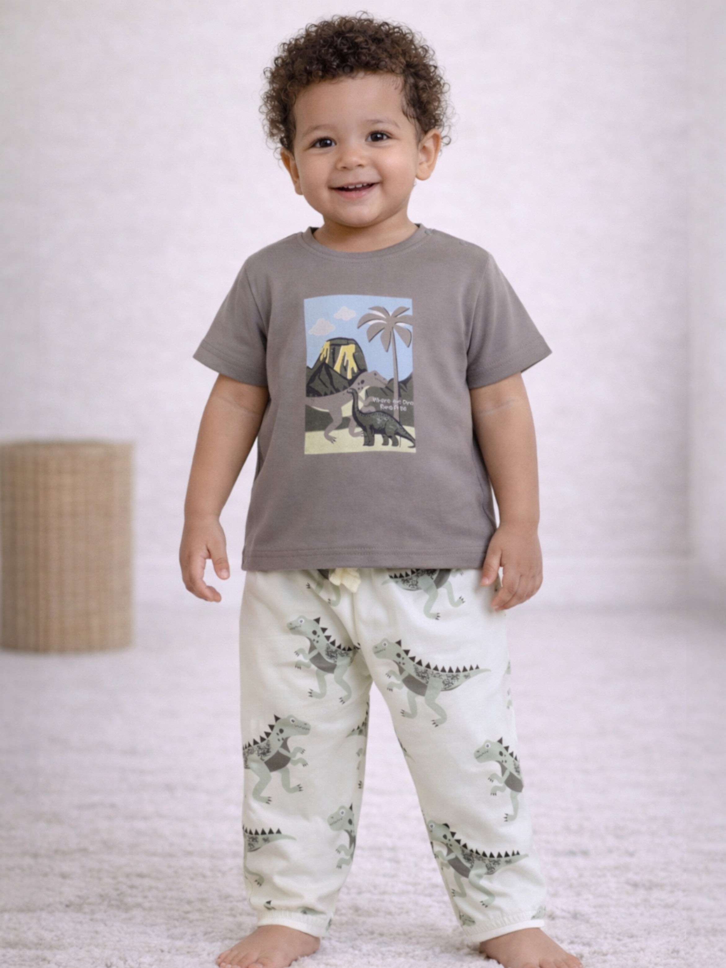 Infant Boys Nature Print Cotton Pajama Set “ T-Shirt & Pajama Pants Nightwear