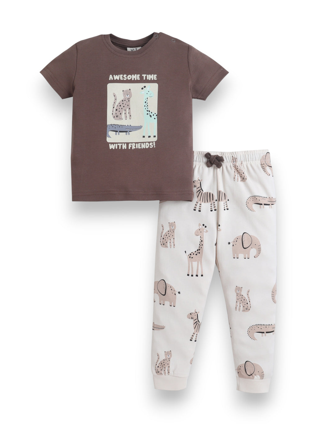 Infant Boys Animal Graphic Cotton Pajama Set “ T-Shirt & Pajama Pants Nightwear