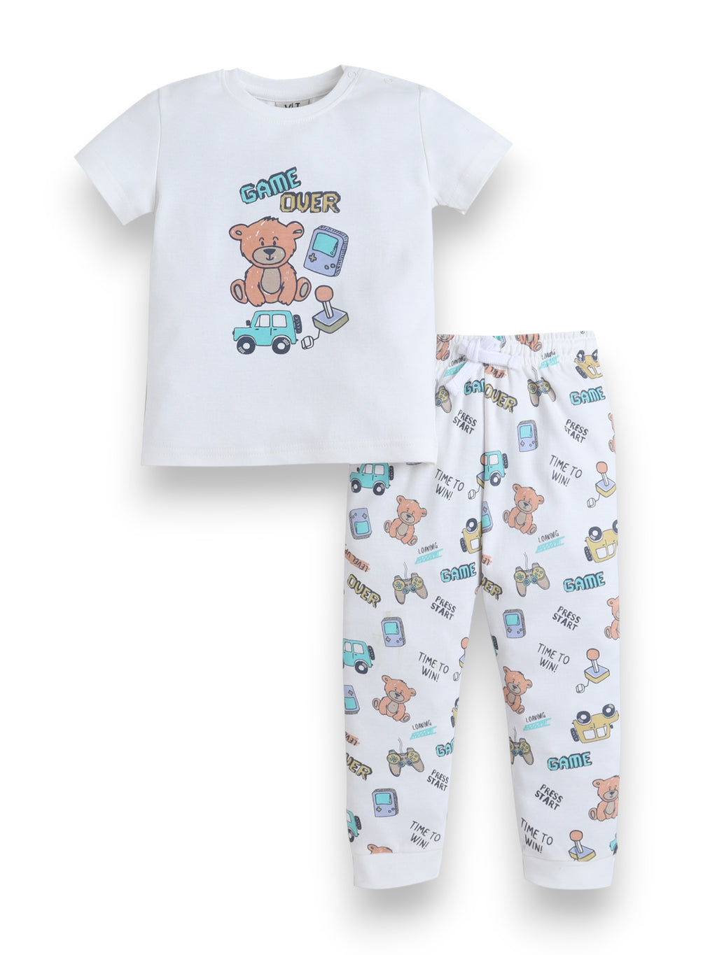 Infant Boys Teddy Bear Print Cotton Pajama Set “ T-Shirt & Pajama Pants Nightwear