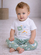 Infant Boys Bird Graphic Cotton Pajama Set “ T-Shirt & Pajama Pants Nightwear