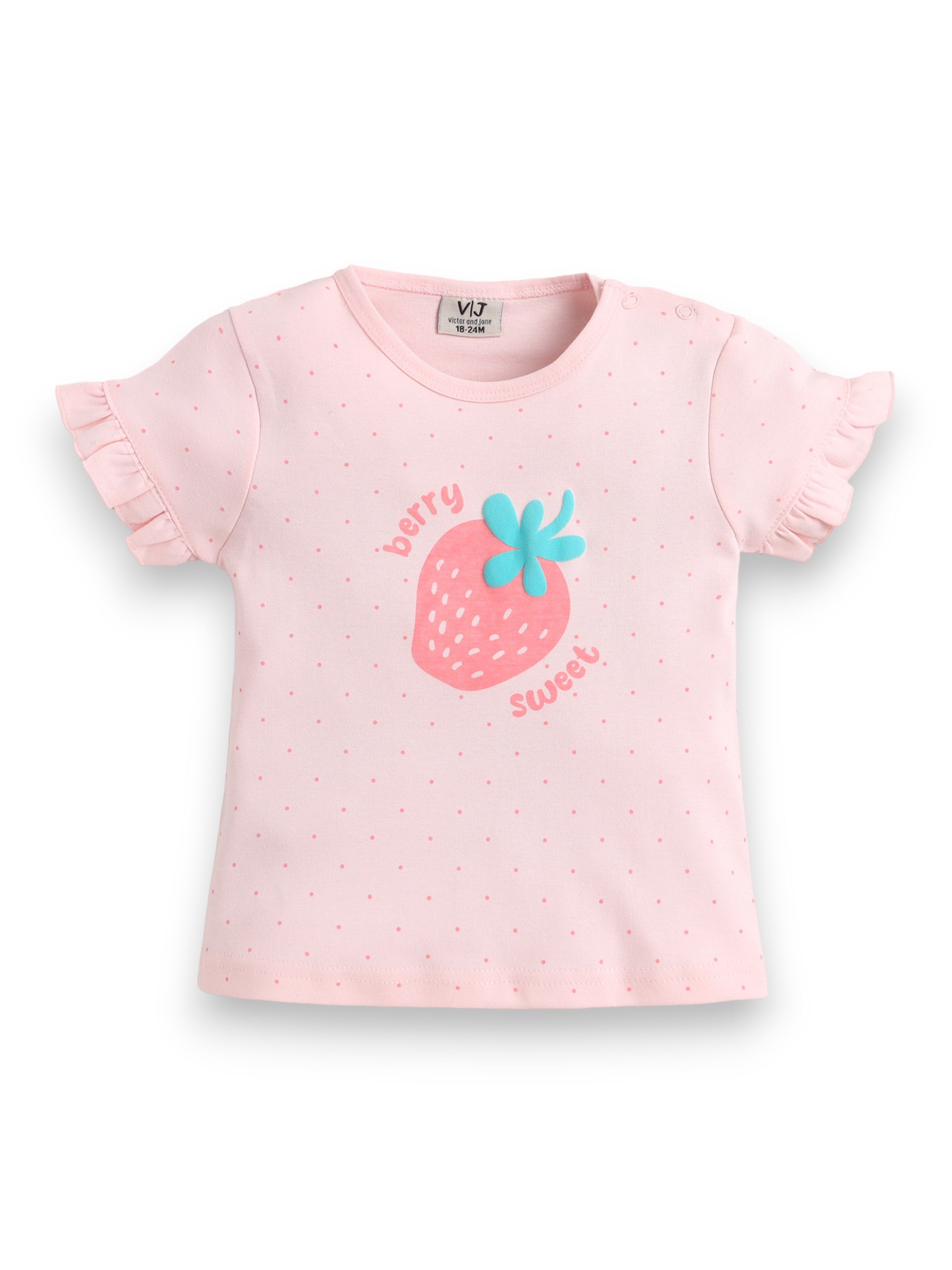 Infant Girls’ 2-Piece Set “ Strawberry Print Top & Ruffle Shorts