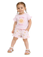 Infant Girls’ 2-Piece Set “ Sunshine Slogan Top & Floral Ruffle Shorts