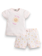 Infant Girls’ 2-Piece Set “ Sunshine Slogan Top & Floral Ruffle Shorts