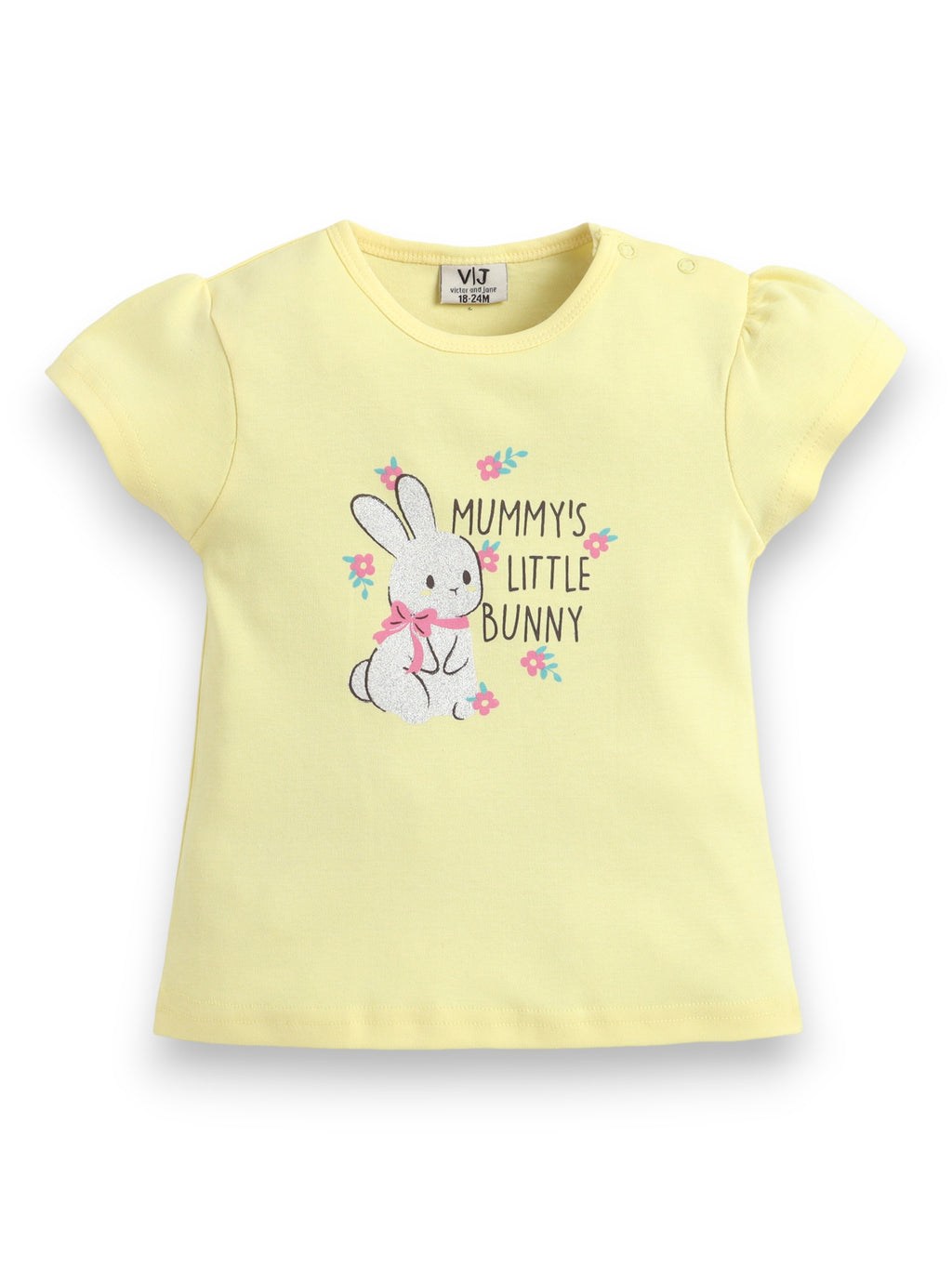 Infant Girls’ 2-Piece Set “ Bunny Graphic Top & Floral Ruffle Shorts