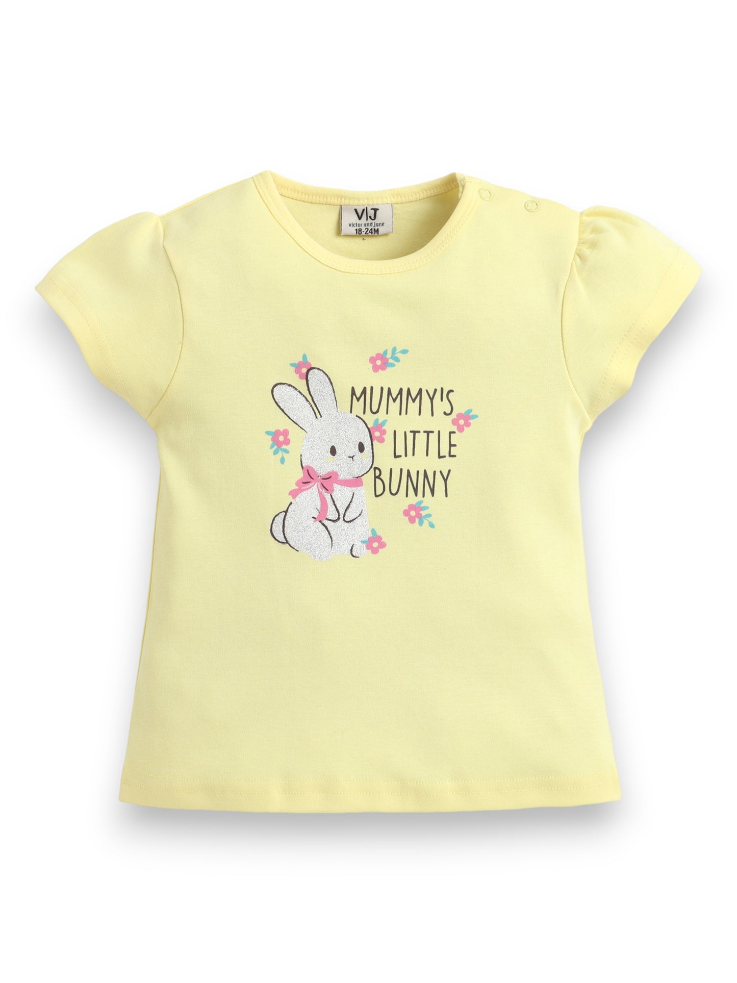 Infant Girls’ 2-Piece Set – Bunny Graphic Top & Floral Ruffle Shorts