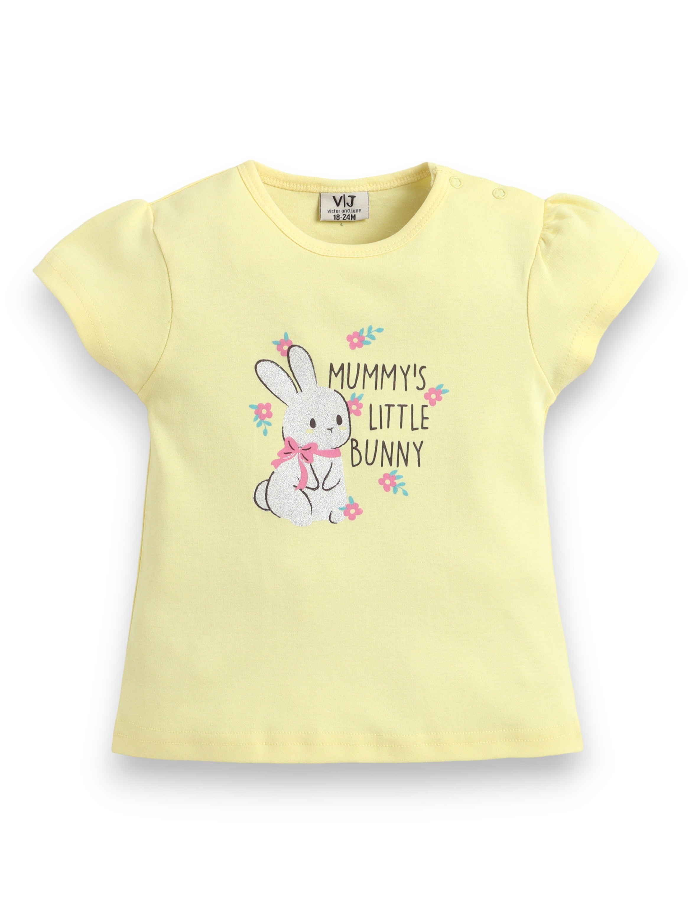 Infant Girls’ 2-Piece Set “ Bunny Graphic Top & Floral Ruffle Shorts