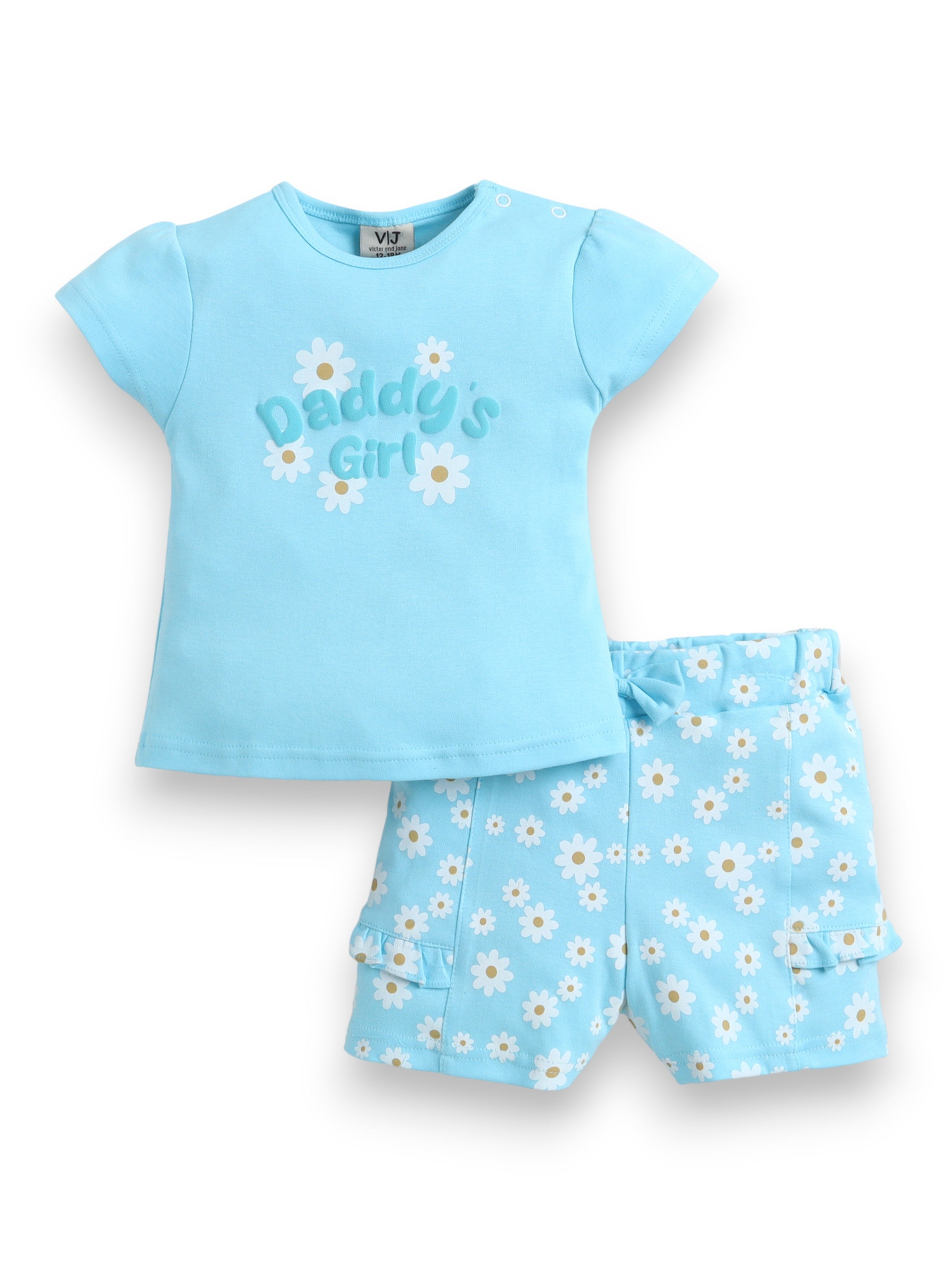 Infant Girls’ 2-Piece Set “ Œdaddy’S Girl” Top & Daisy Print Ruffle Shorts