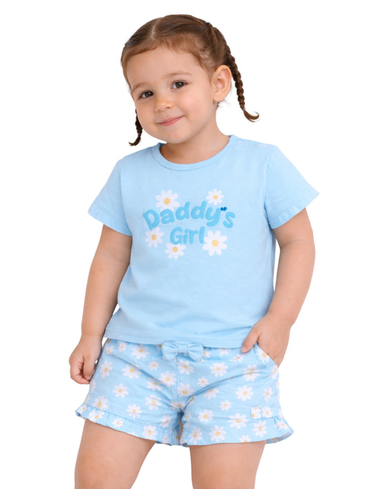 Infant Girls’ 2-Piece Set – “Daddy’s Girl” Top & Daisy Print Ruffle Shorts