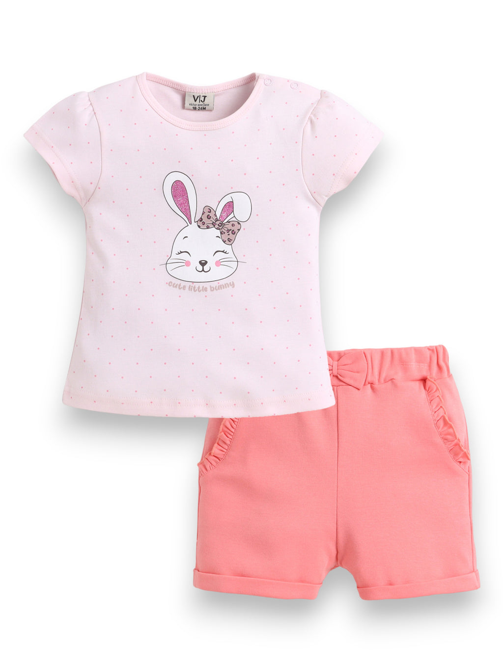 Infant Girls’ 2-Piece Set “ Bunny Face Top & Bow Detail Shorts