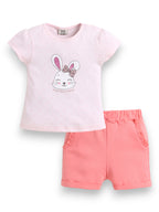 Infant Girls’ 2-Piece Set “ Bunny Face Top & Bow Detail Shorts