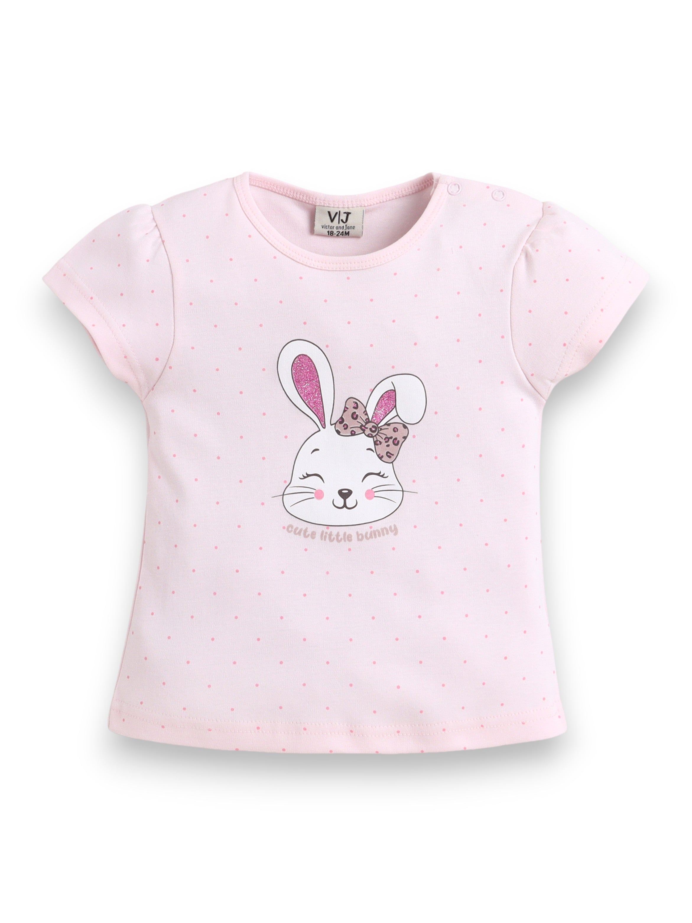 Infant Girls’ 2-Piece Set “ Bunny Face Top & Bow Detail Shorts