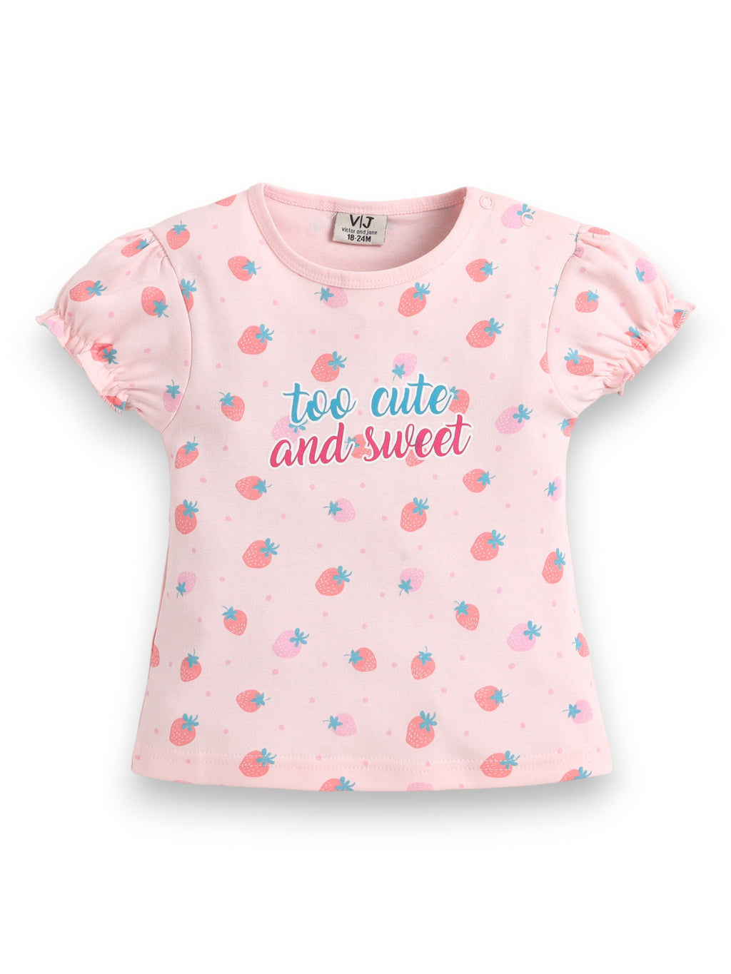Infant Girls’ 2-Piece Set “ Œso Cute And Sweet” Puff Sleeve Top & Ruffle Shorts