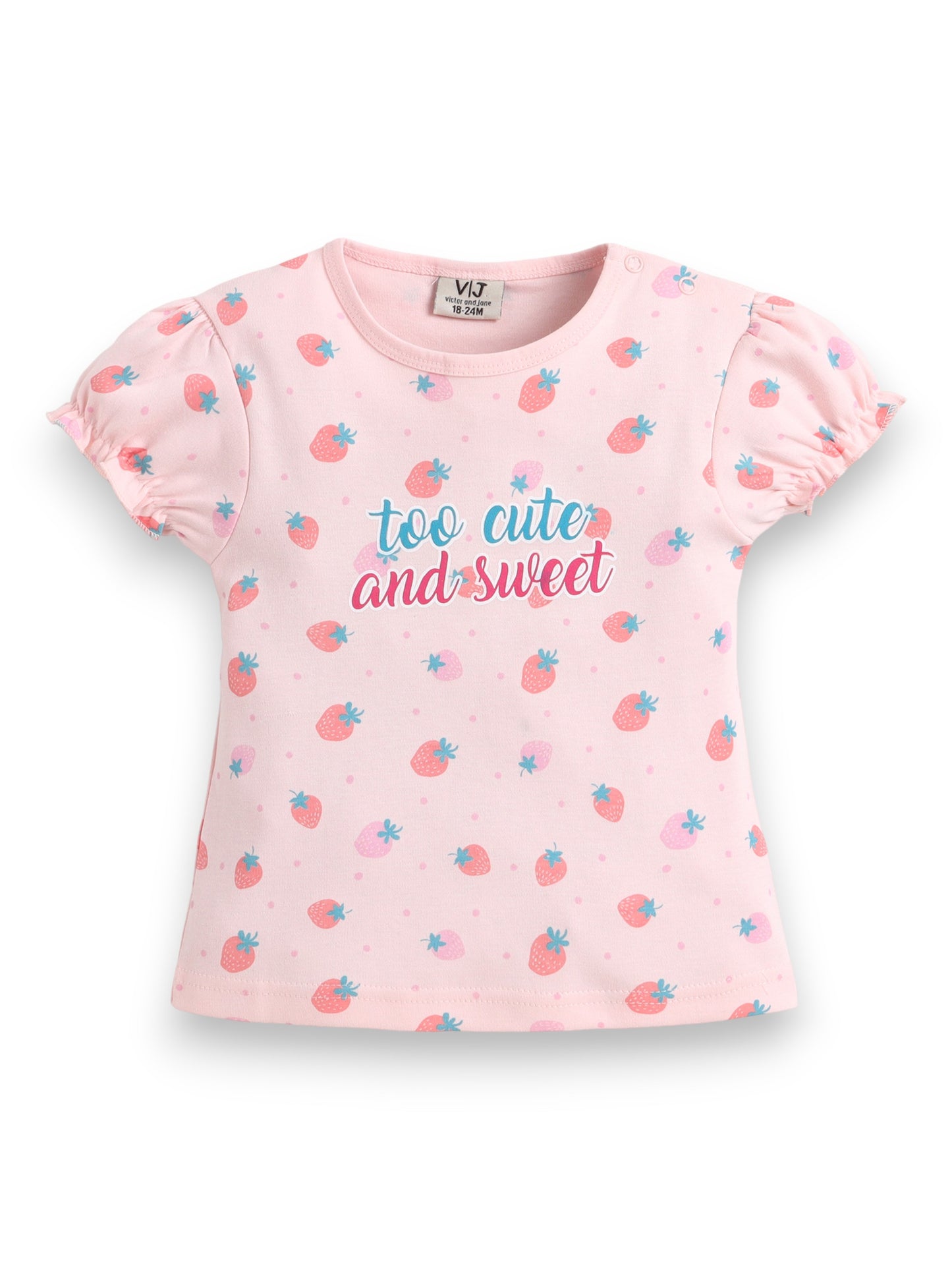 Infant Girls’ 2-Piece Set – “So Cute and Sweet” Puff Sleeve Top & Ruffle Shorts
