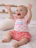 Infant Girls’ 2-Piece Set “ Œso Cute And Sweet” Puff Sleeve Top & Ruffle Shorts