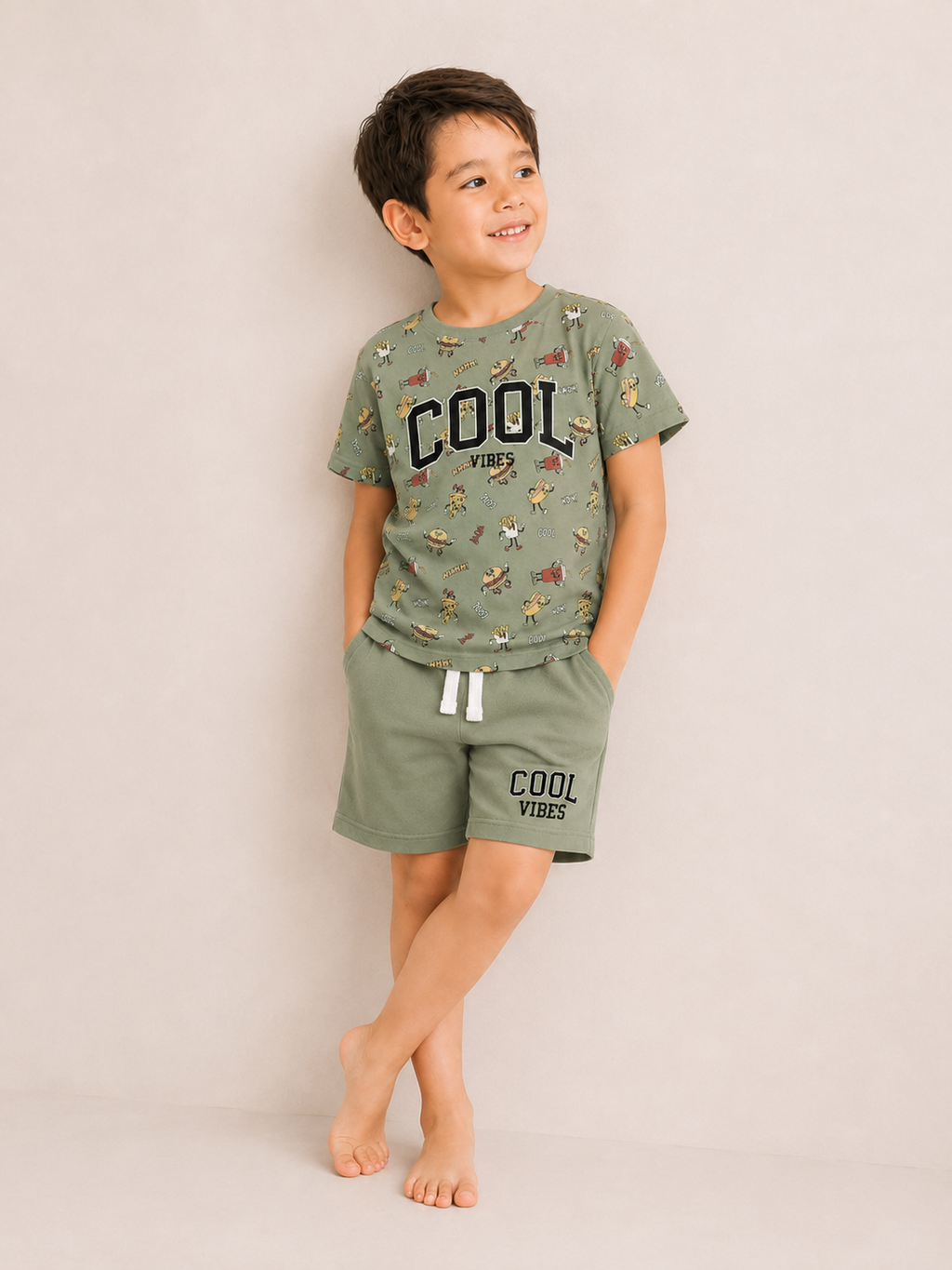 Boys Print T Shirt Set