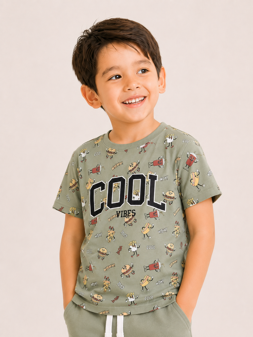 Boys Print T Shirt Set