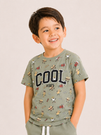 Boys Print T Shirt Set