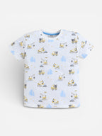 Boys Construction Vehicle Print Cotton Pajama Set “ T-Shirt & Shorts Nightwear