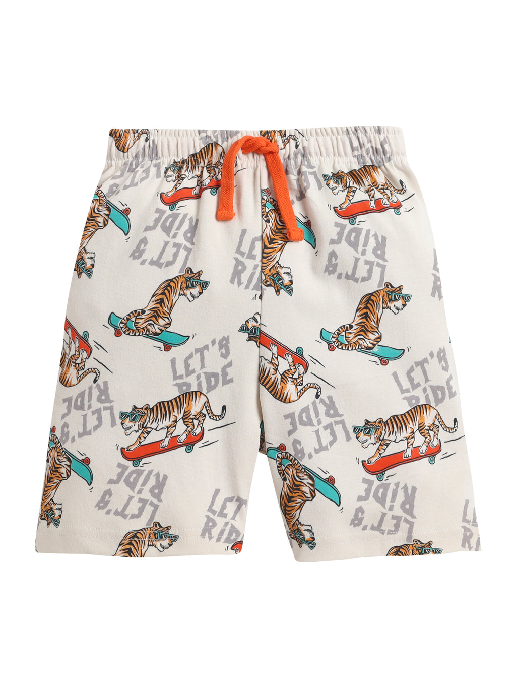 Boys Tiger Skateboard Print Cotton Pajama Set “ T-Shirt & Shorts Nightwear